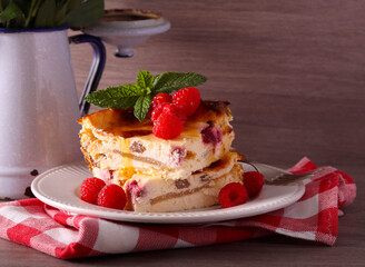 Apple and raspberry cottage cheese slices