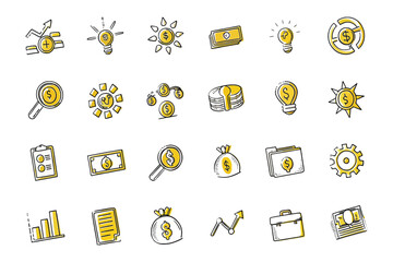 Financial Icons: An array of meticulously designed financial icons, symbolizing diverse concepts of commerce, investment, and fiscal planning in an appealing, visually friendly graphic.