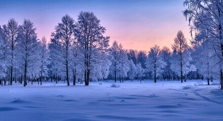 Snowy Forest Glade at Twilight