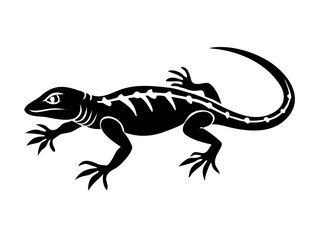 Fototapeta premium Animal reptile tattoo. Black and white logo. Lizard vector monochrome illustration isolated on white background.
