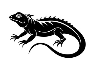 Obraz premium Animal reptile tattoo. Black and white logo. Lizard vector monochrome illustration isolated on white background.