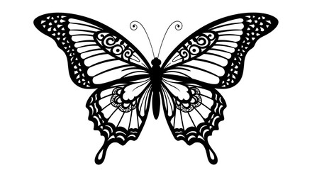 Beautiful Detailed Butterfly Silhouette Elegant Decorative Design Element