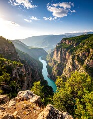 Scenic mountain river gorge