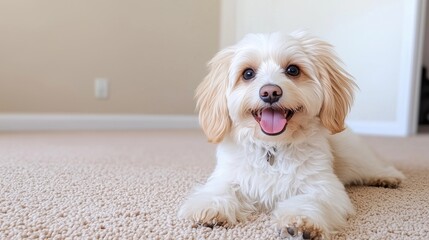 Cute dog posing on the carpet