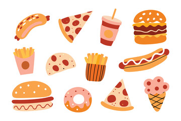 Food Collection: A vibrant and mouthwatering illustration featuring a tempting assortment of delicious food items, capturing the essence of culinary pleasure.