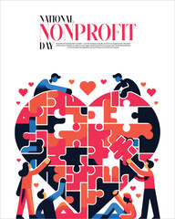 Helping Hands and Community Service Illustration for National Nonprofit Day