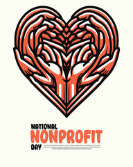 Helping Hands and Community Service Illustration for National Nonprofit Day