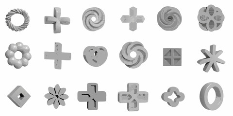 Collection of 3d geometric shapes and abstract forms
