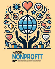 Helping Hands and Community Service Illustration for National Nonprofit Day