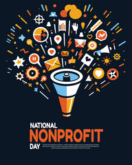 Helping Hands and Community Service Illustration for National Nonprofit Day