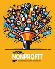 Helping Hands and Community Service Illustration for National Nonprofit Day