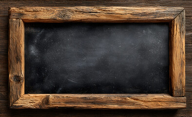 A wooden framed blackboard sign with a clean, blank surface ready for writing. Perfect for cafes, restaurants, or shops. Isolated on transparent background