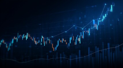 Naklejka premium Stock market activity trending upwards on a digital interface, data visualization