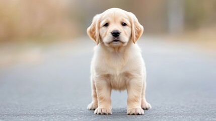 Cute little puppy photographed in autumn