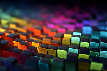 Obraz premium Colorful abstract led light pattern with bright neon squares