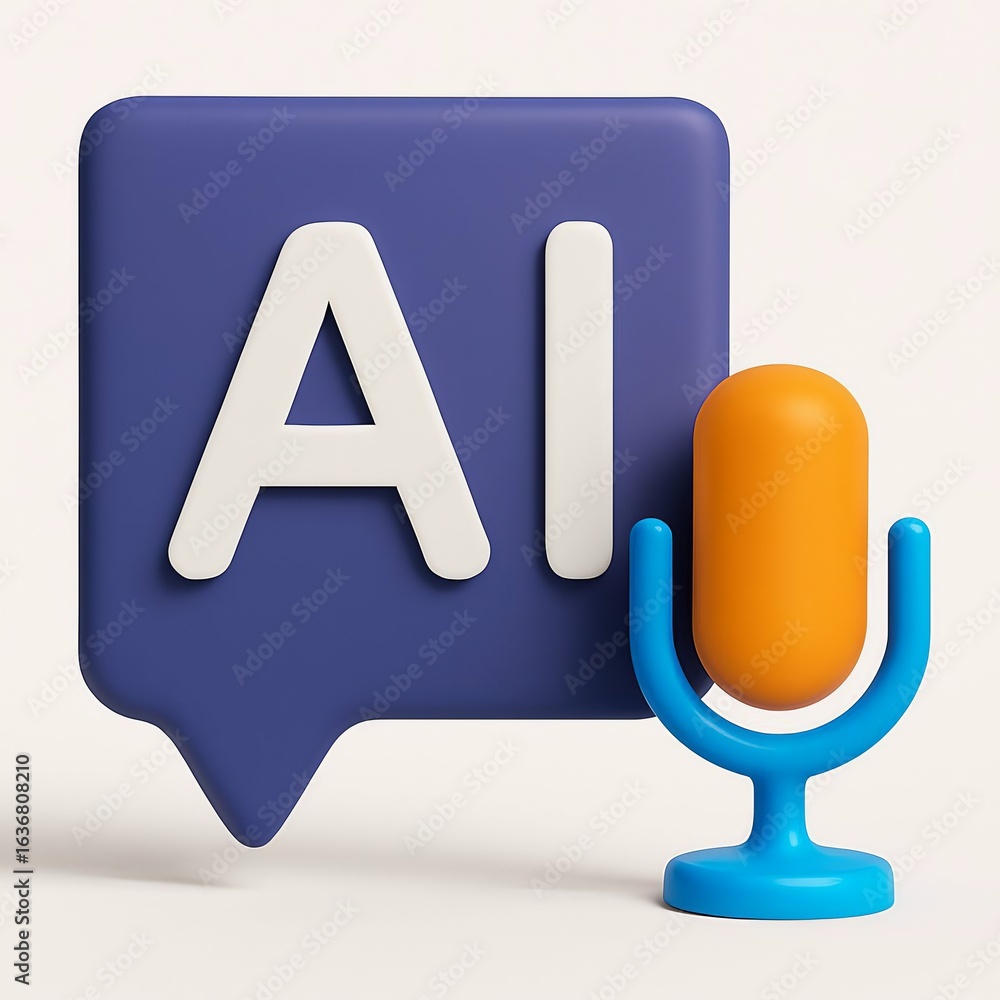Poster artificial intelligence ai speech bubble with microphone icon