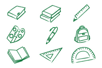 Back to School Iconography: A set of charming hand-drawn icons captures the spirit of learning, featuring essentials for students and educators alike.