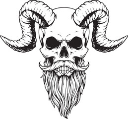 skull with horns and beard