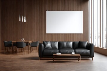 Modern minimalist interior with dark wood