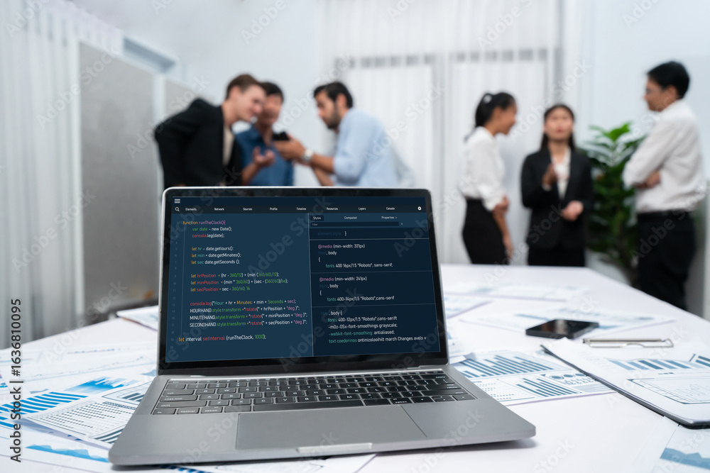 Leinwandbilder software development programming on computer screen for brisk application and program coding