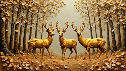 3D Embossed herd of deer