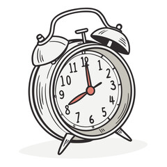 Classic Alarm Clock Isolated on White – Retro Timepiece Vector Illustration