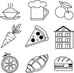 Food Line Art Icon Bundle – Minimal Culinary Outline Set