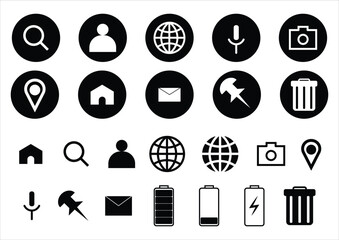 Minimal UI Icons Collection – Modern Web and App Interface Vector Symbols in Black and White