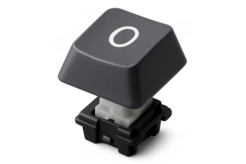 Black keyboard keycap number zero with transparent background