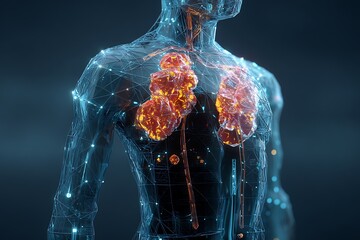 Human body anatomy lungs medical illustration digital rendering healthcare system futuristic design