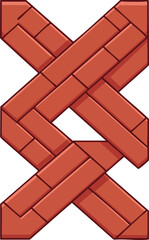 Red Brick Pattern Vector with Interlocking Rectangular Shapes and Clean Lines 
