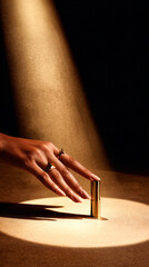 
Close-up of Hand Touching Gold Lipstick