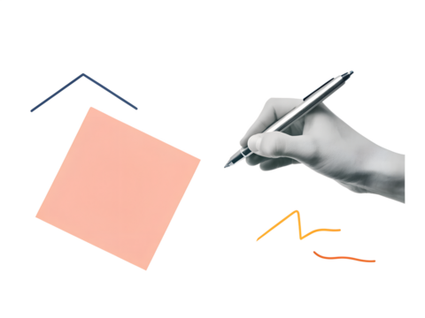 Black and white hand signs on a document. Modern collage style. Illustration on transparent background - Powered by Adobe