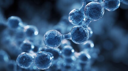 blue glowing molecule chain abstract