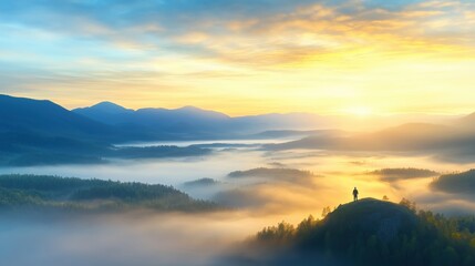 Dawn above the sea of fog
