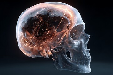 Human skull anatomy medical illustration x ray effect brain scan diagnostic imaging health skeleton art