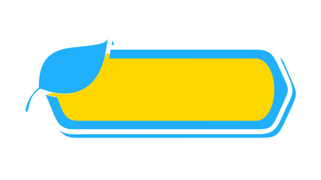 Yellow rectangle with blue border and leaf design element on a white background vector illustration