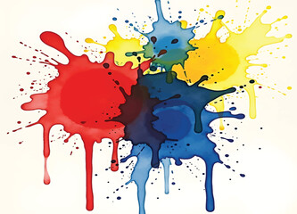 vibrant primary color watercolor splash