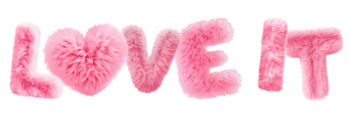 Love it word sticker png element, editable fluffy pink font design