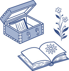 Three books are presented, two open to reveal their blank pages, inviting creativity and exploration