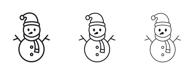 Snowman icon vector Logo Design Template. Editable Stroke graphics.