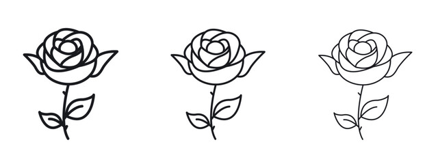Rose flower icon vector Logo Design Template. Editable Stroke graphics.