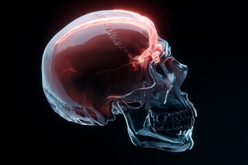 Transparent skull anatomical illustration medical visualization human anatomy skull structure x ray view