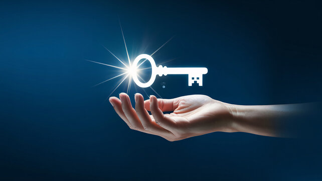 Unlock success with a bright future now holding the key to opportunity, open doors and seize chances with this modern conceptual design