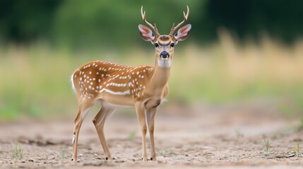 Deer nature wildlife animal walking proud out of the mist