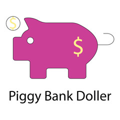 Budget and Dollar Piggy Bank Icon Vector