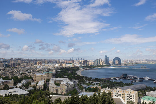Baku city view from bird fly