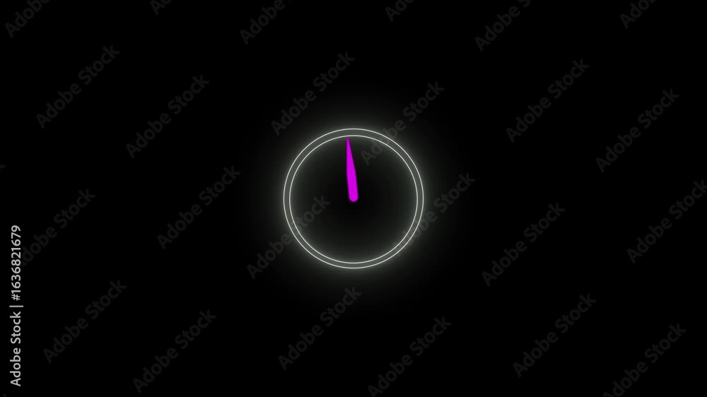Poster glowing white neon clock icon animation. glowing neon clock icon animated. analog neon sing clock ic