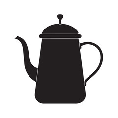 Old Metal Teapot with Lid Silhouette Illustration