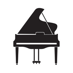 Antique Piano with Open Lid Silhouette Illustration